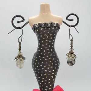 Agate and Antique Brass Earrings